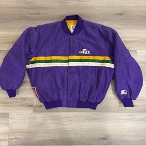 Rare Vintage NBA Starter Utah Jazz Satin Basketball Jacket Size Large - USA Made